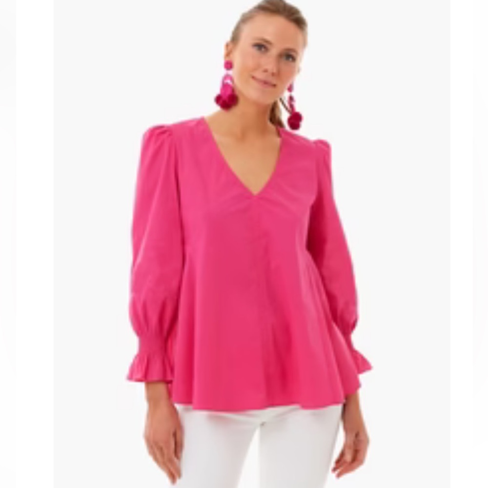 Tuckernuck Pomander Place Fuchsia V-Neck Blouse